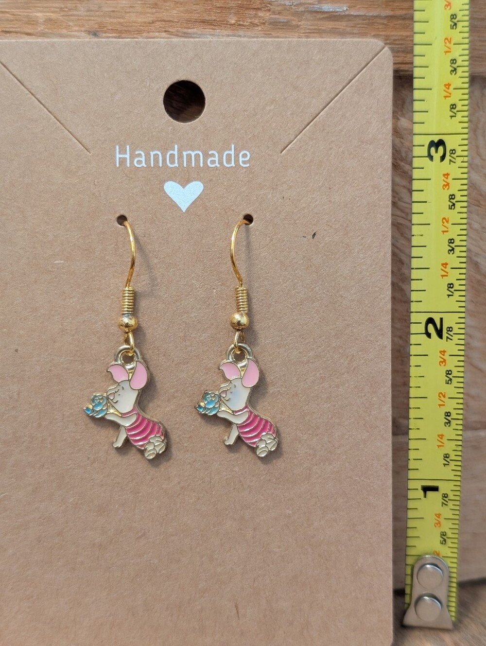 Disney's Winnie The Pooh Piglet Enamel Metal Earrings NEW